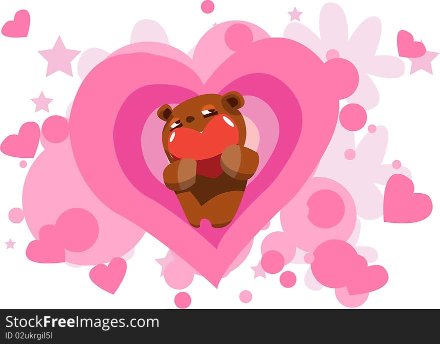 Image of a teddy bear which has a symbol of love on valentine day. Image of a teddy bear which has a symbol of love on valentine day