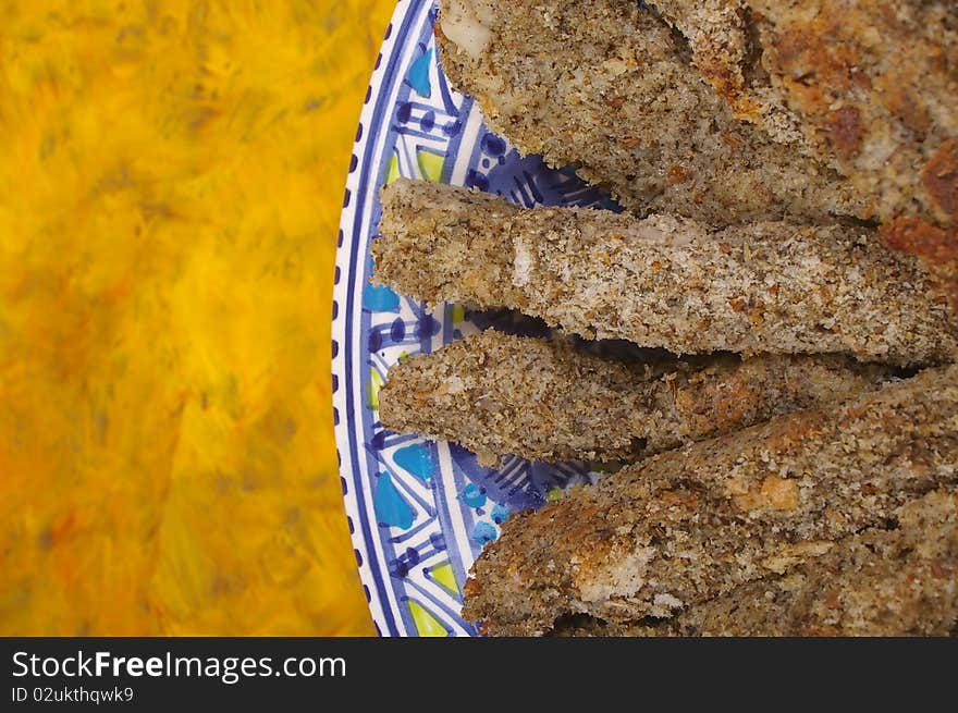 Crumbed eggplant fried and baked healthy chips. Crumbed eggplant fried and baked healthy chips