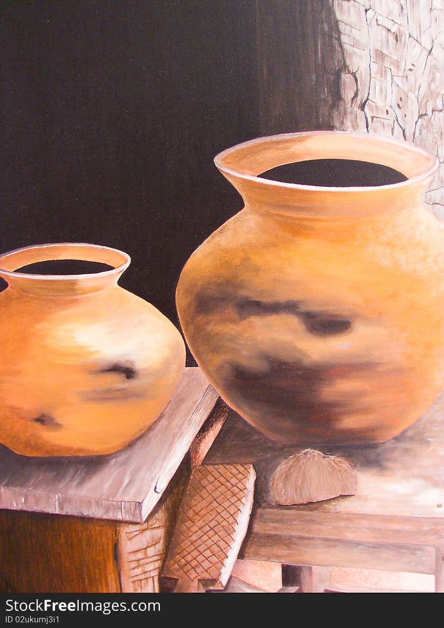 Pottery On Canvas Painting.