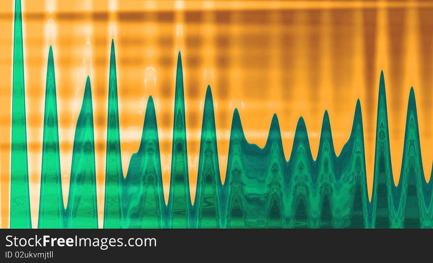 Green waves wit orange background. Green waves wit orange background