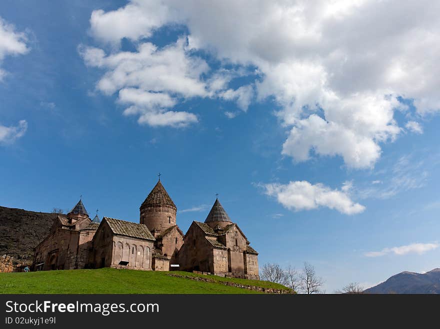 Background of Haghartsin monastery under the clear blue sky