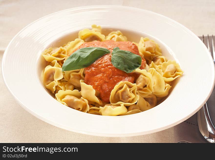 Plate of bolognese tortelloni