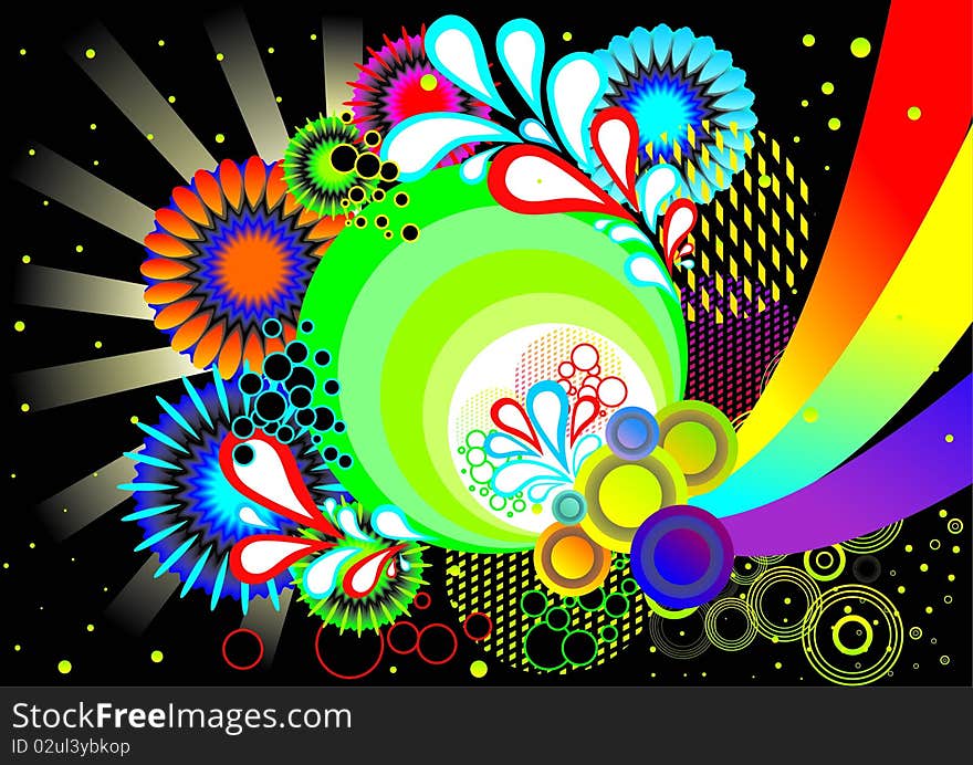 Nice abstract colorful background with flowers