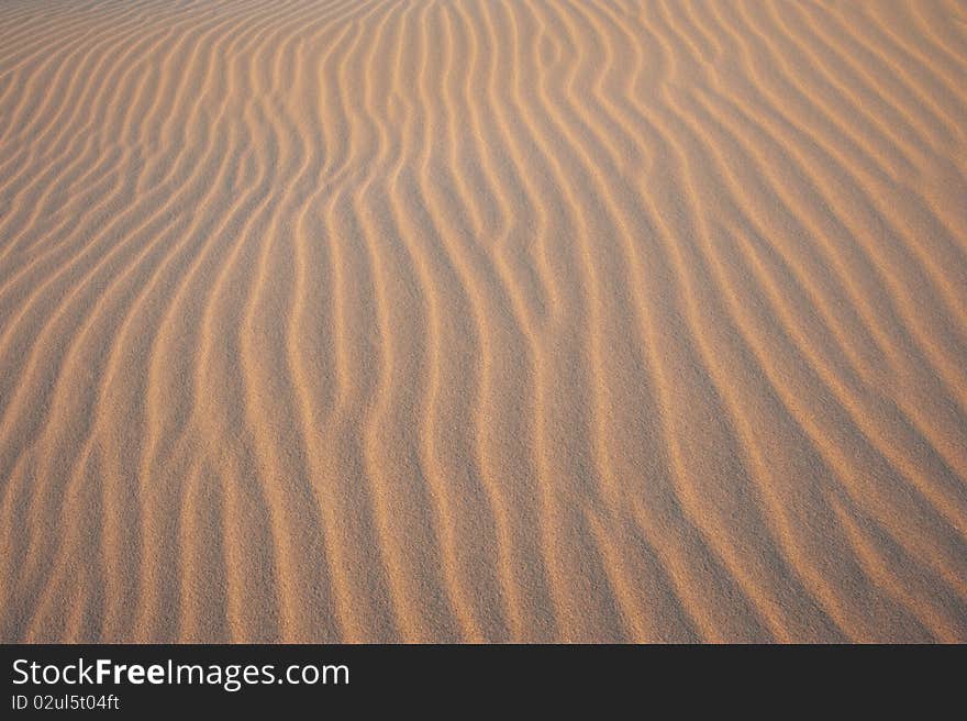 Patterns on a sand dune lit up by sun. Patterns on a sand dune lit up by sun