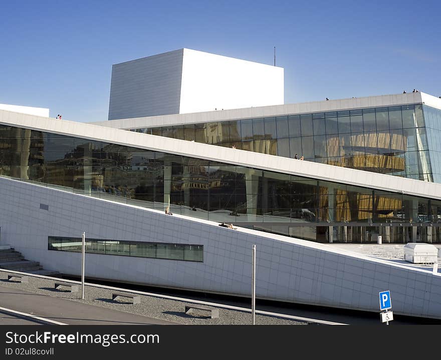 Norway's new operahouse . The exteriors are built of marble and glass.