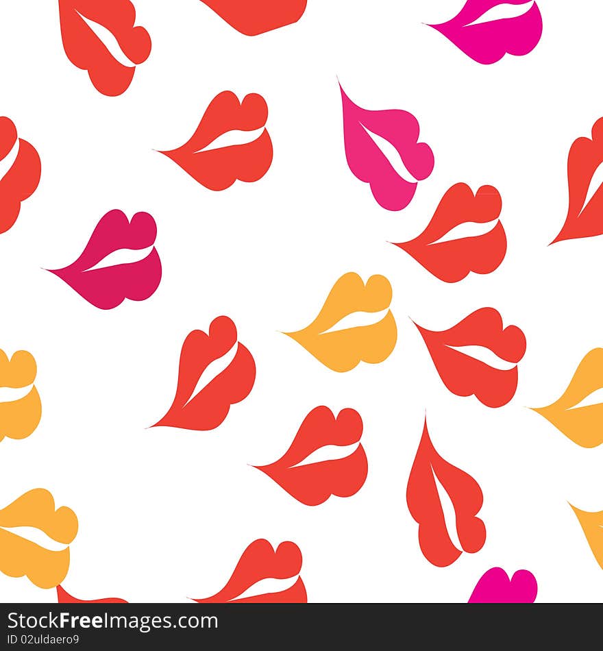 Seamless texture with a lot of red lips prints