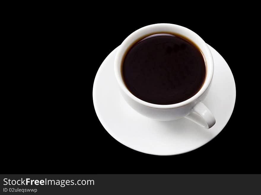 Isolated cup of coffee on black