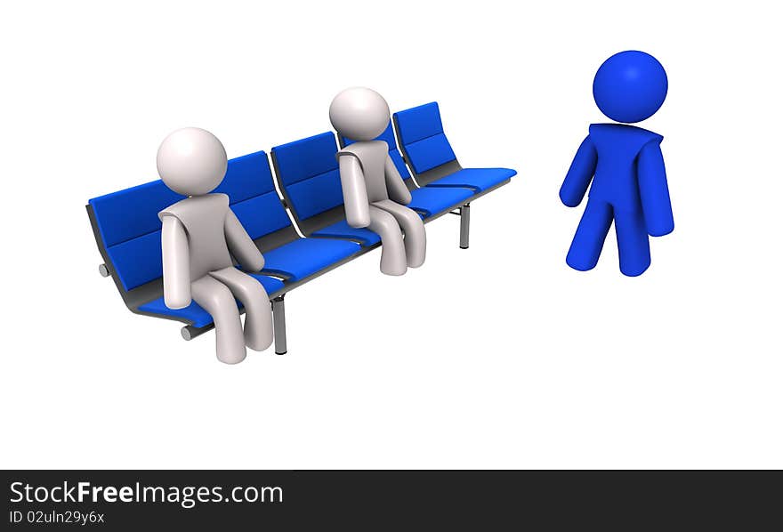 People sitting on white background