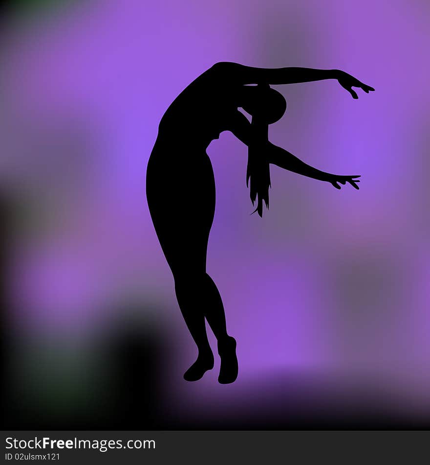 Silhouette of the woman on a colored background. Silhouette of the woman on a colored background