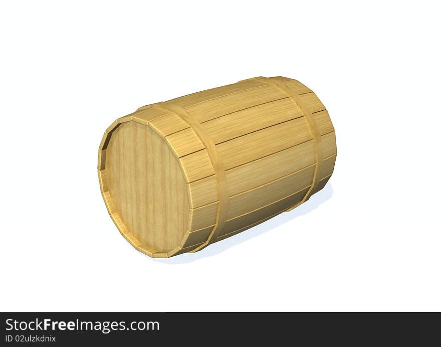 3d image-Wood barrel on white background.