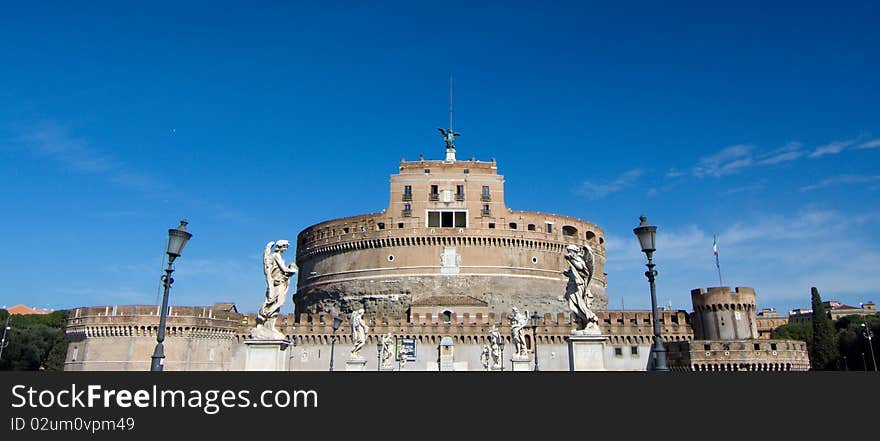 Saint' Angelo Bridge and Castle Sant Angelo in Rome