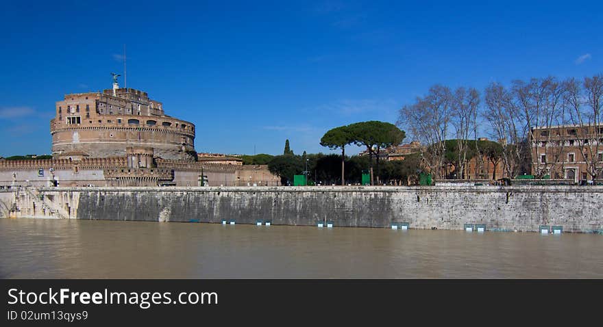 Saint' Angelo Bridge and Castle Sant Angelo in Rome