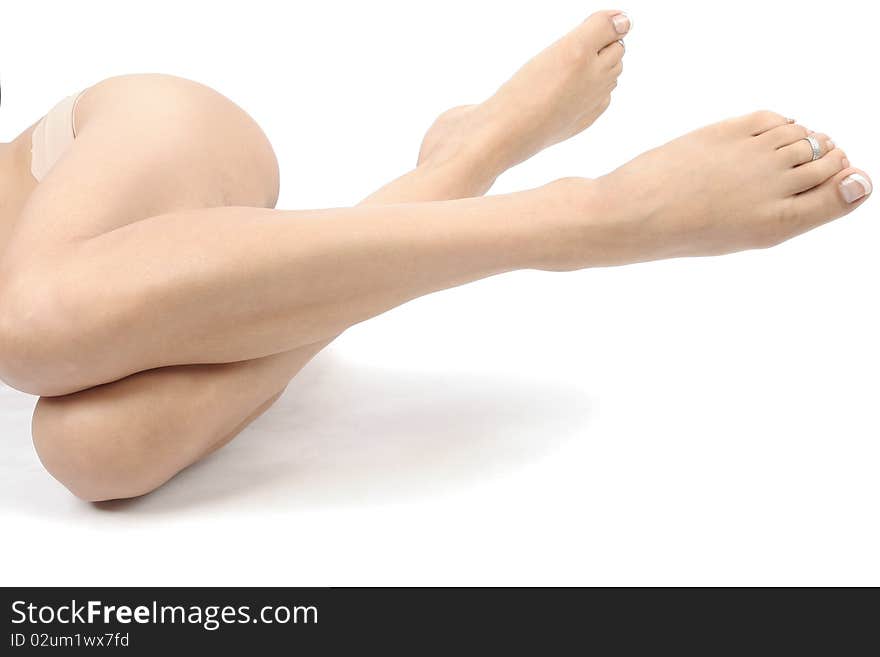 Woman legs isolated over white