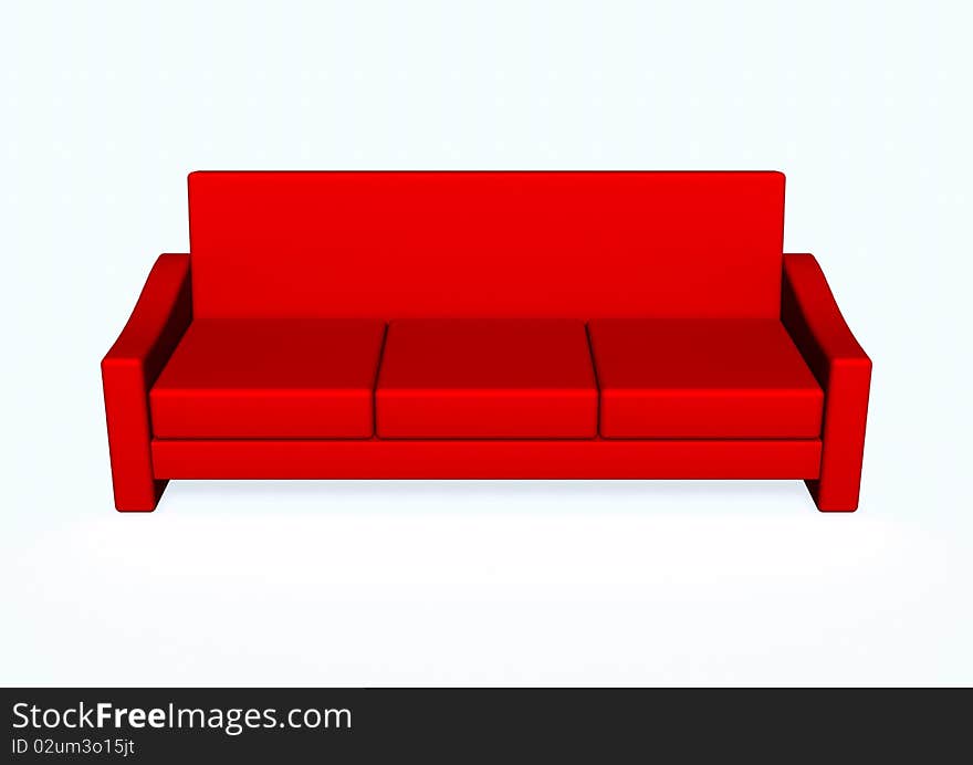 3d image of a red sofa.