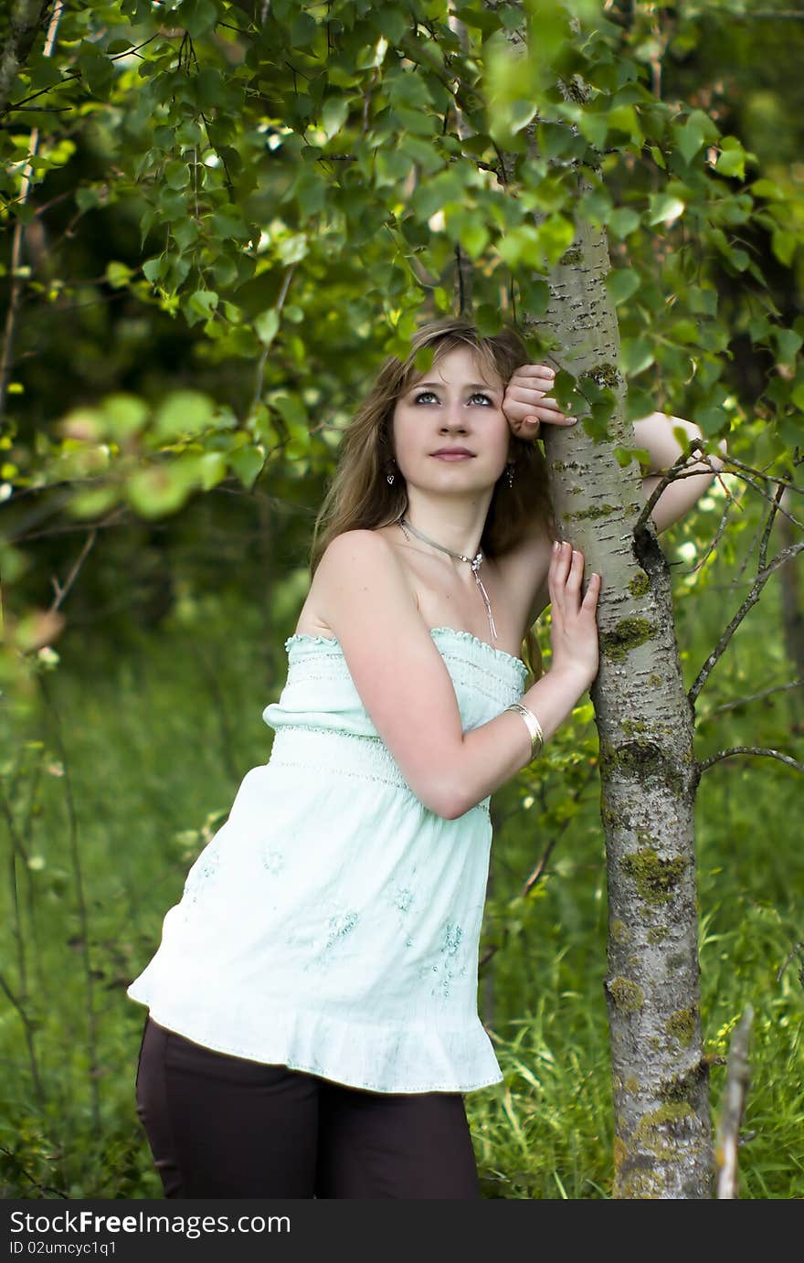 Girl and birch