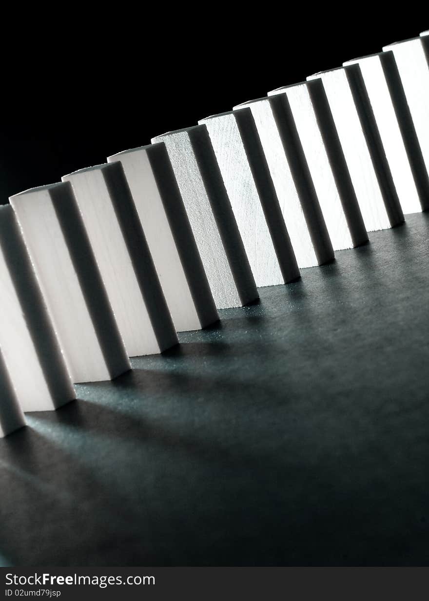 Row of Wooden Blocks with Abstract Lighting