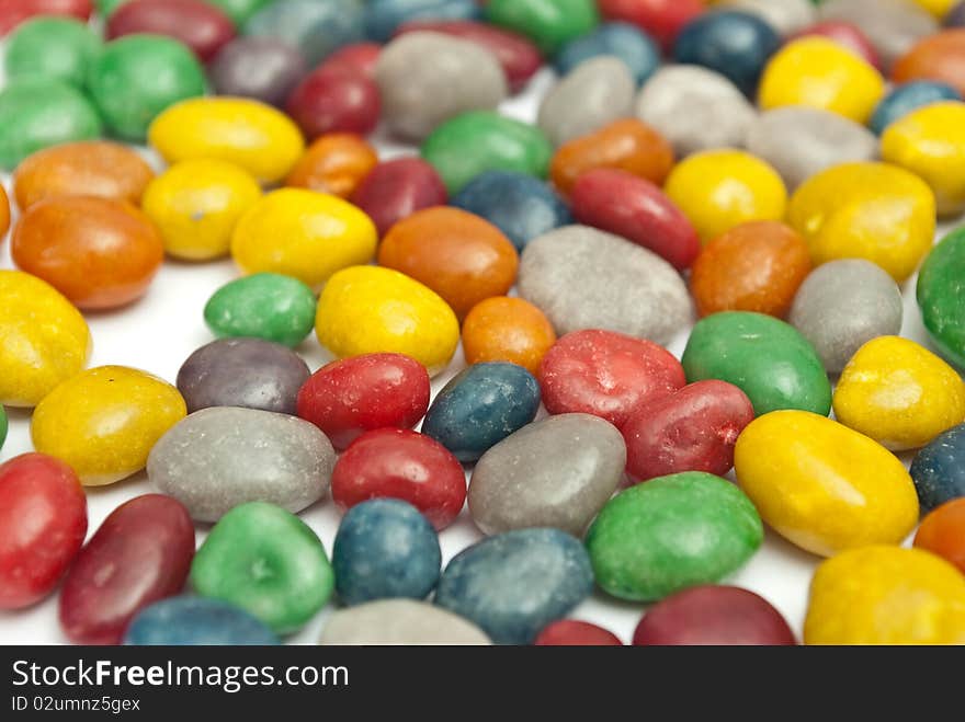 Colorful chocolat tabs close-up isolated