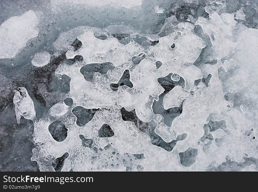 Natural ice pattern in glacier ice