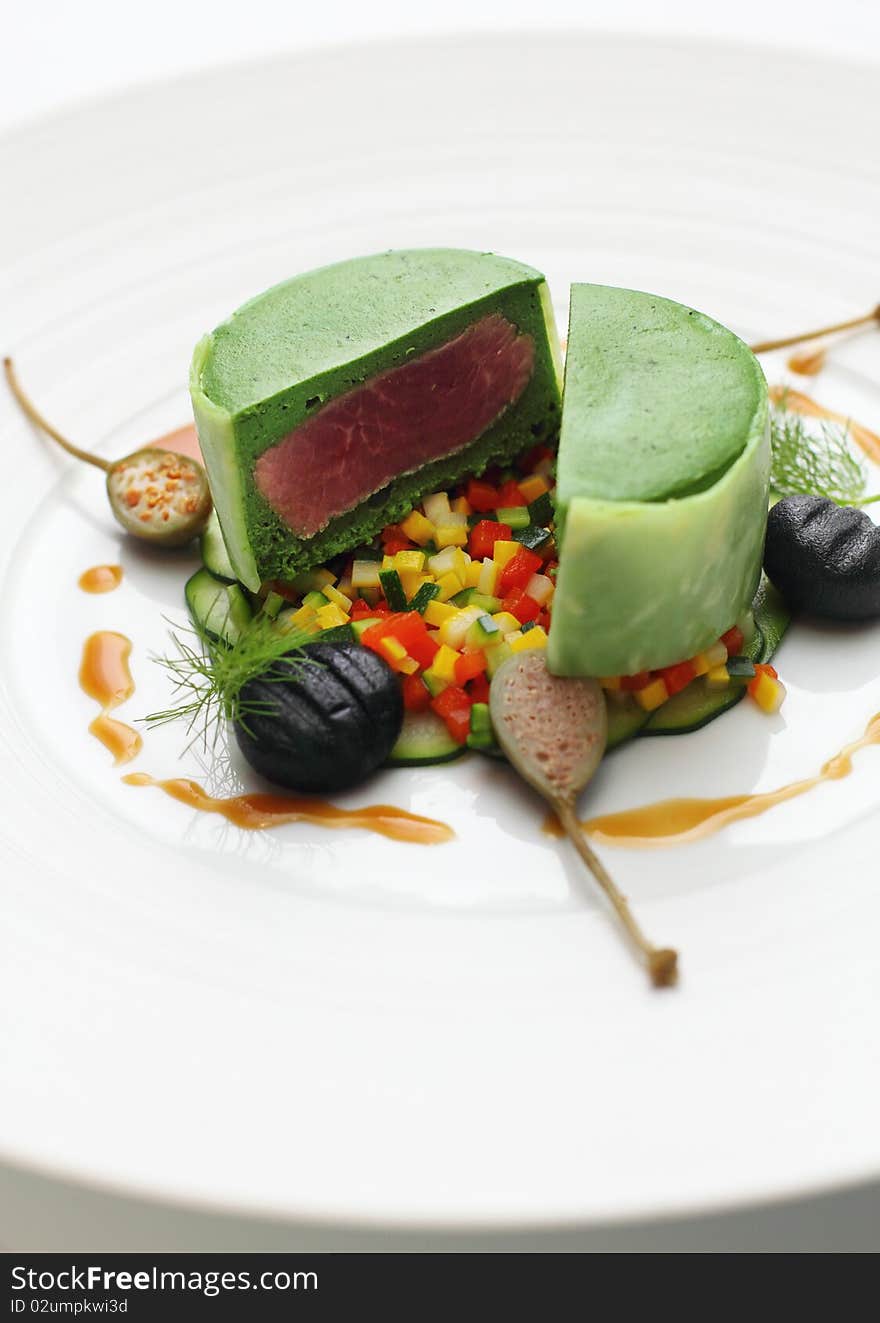 Lamb covered in special green paste