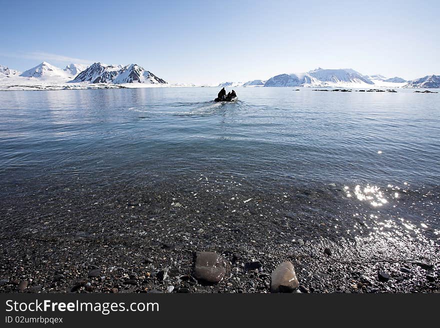 Arctic Landscape - People In The Boat