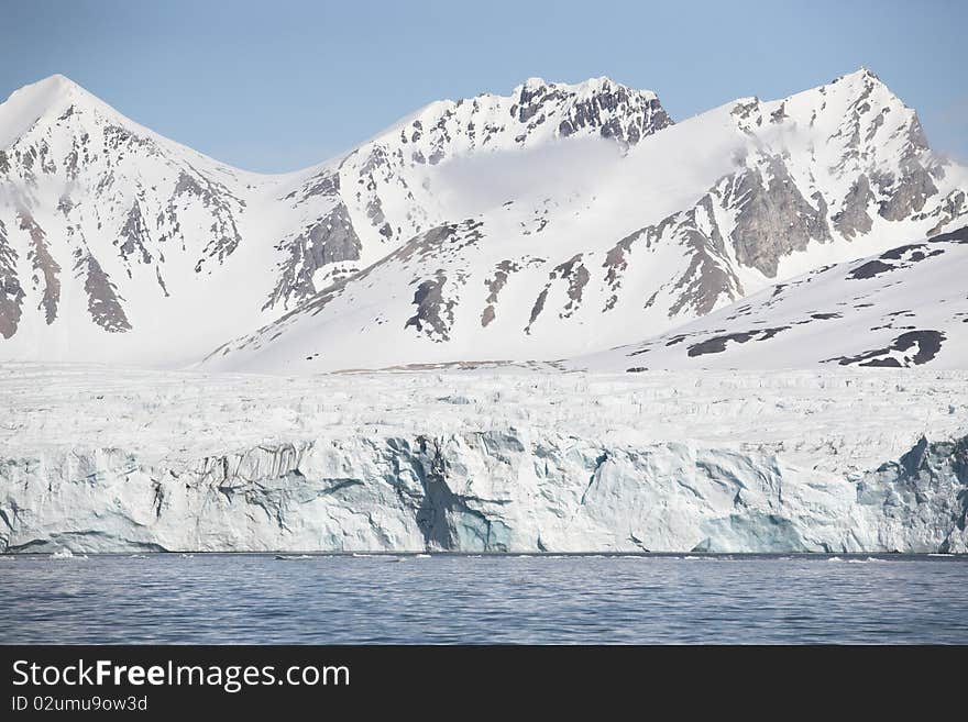 Arctic winter landscape - glacier and mountains. Arctic winter landscape - glacier and mountains