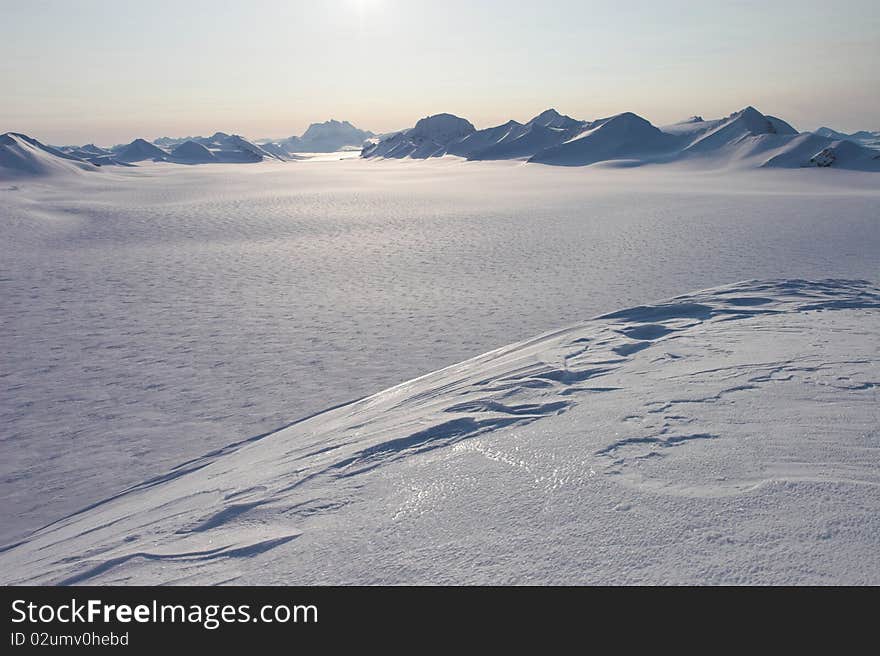 Arctic winter landscape - Spitsbergen, Svalbard. Arctic winter landscape - Spitsbergen, Svalbard