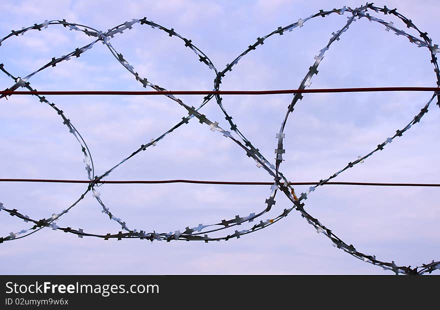 Barbed wire against the sky