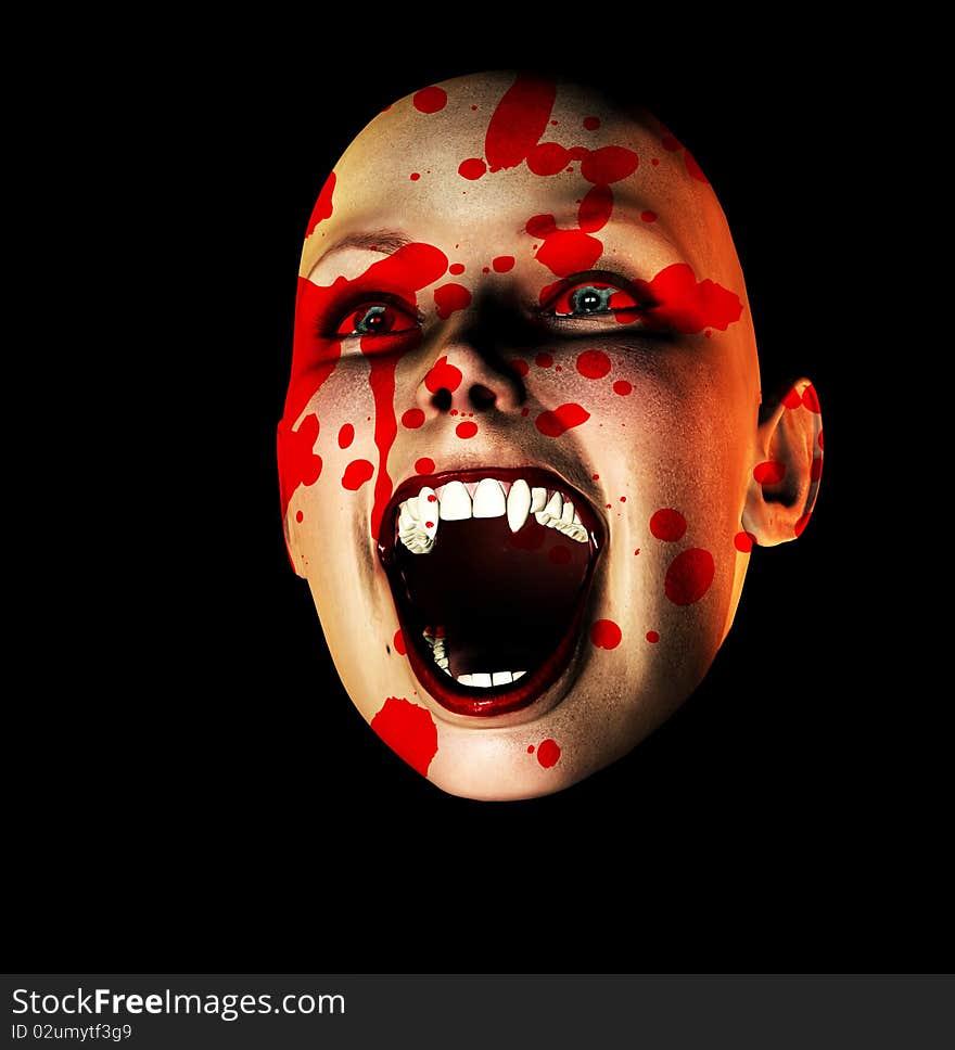 An image of a vampire face covered in blood. An image of a vampire face covered in blood.