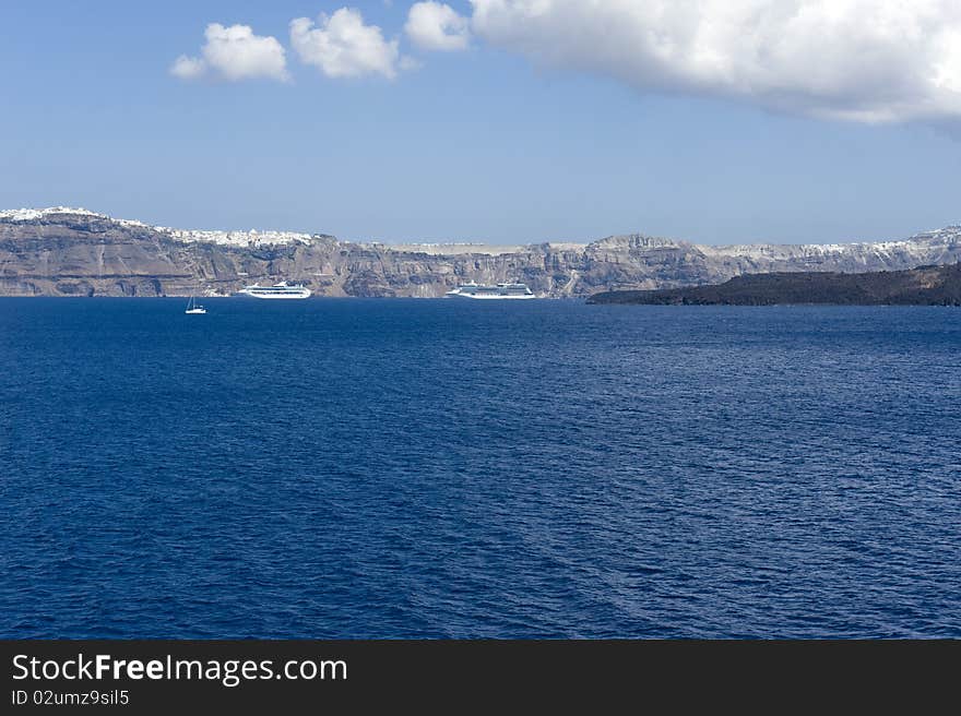 Gorgeous view of romantic Santorini's coast. Greece.