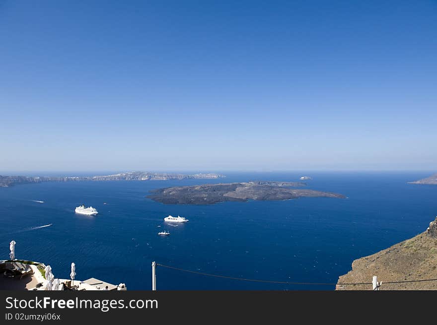 Gorgeous view of romantic Santorini's coast. Greece.