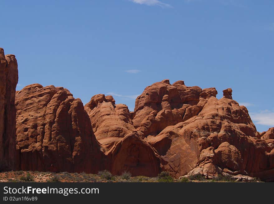 Rock formations at The Arches National Park in Utah.