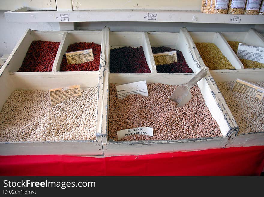 Beans in organic vegetable stand. Beans in organic vegetable stand