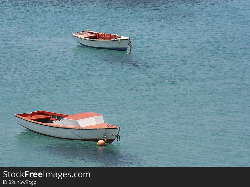 Anchored boats