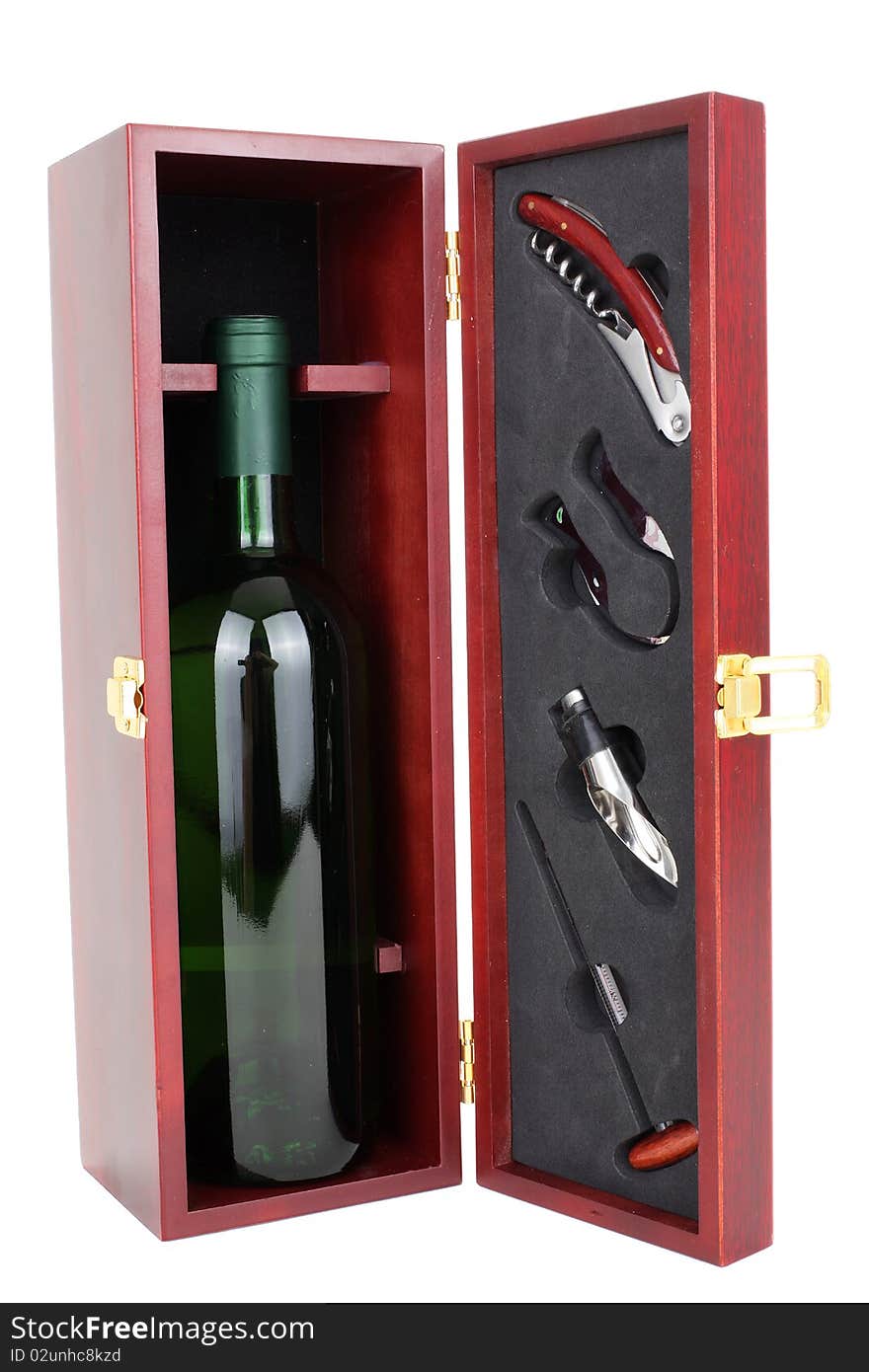 Bottle of white wine and sommelier set