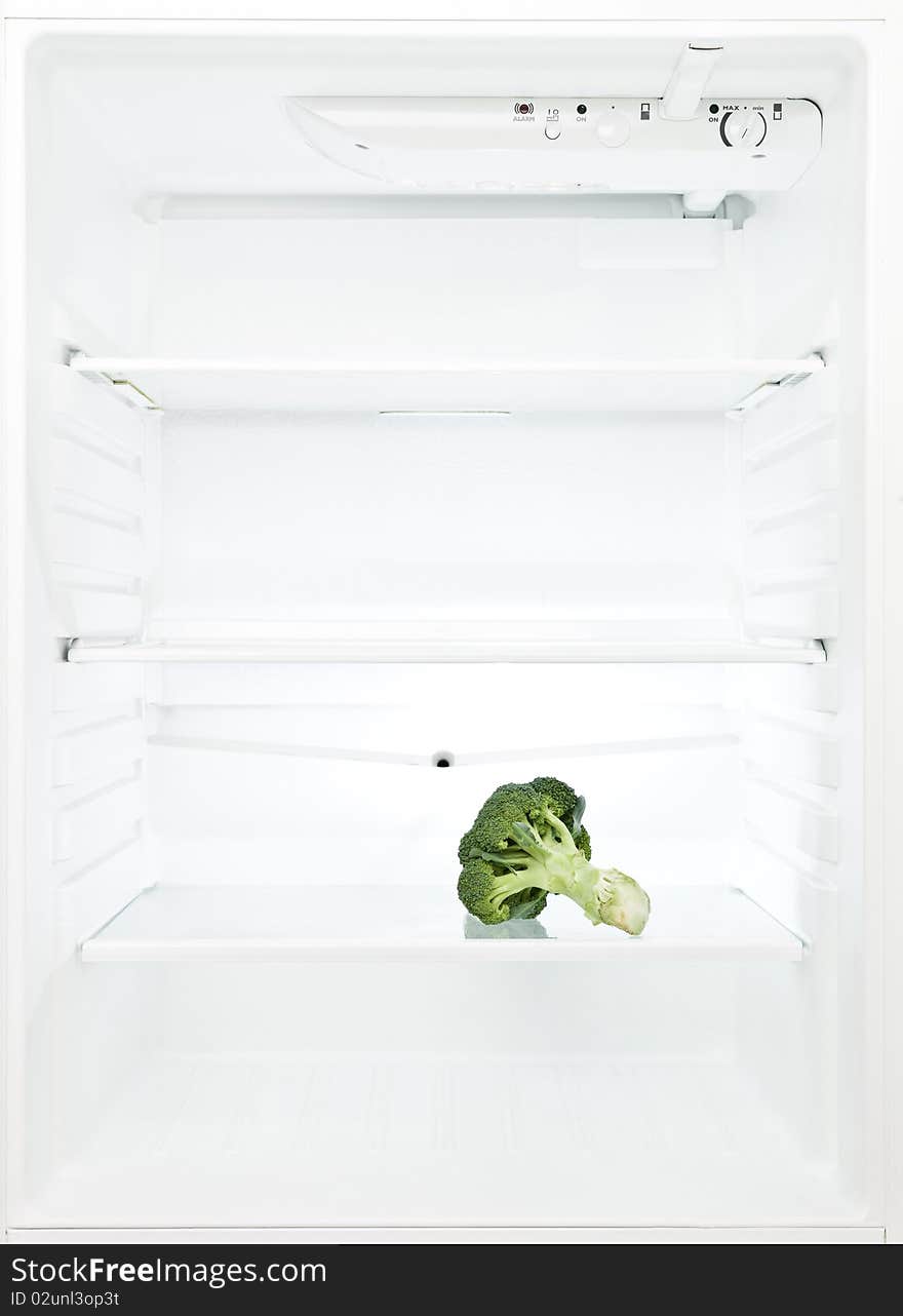 On boquet of Broccoli in the Refrigerator