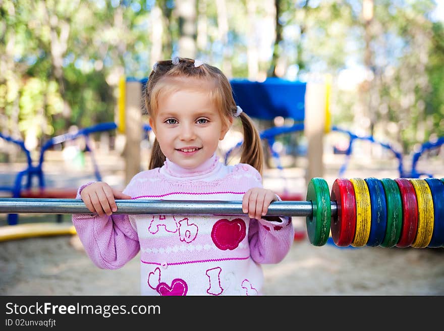 Four-year-old girl and her abacus