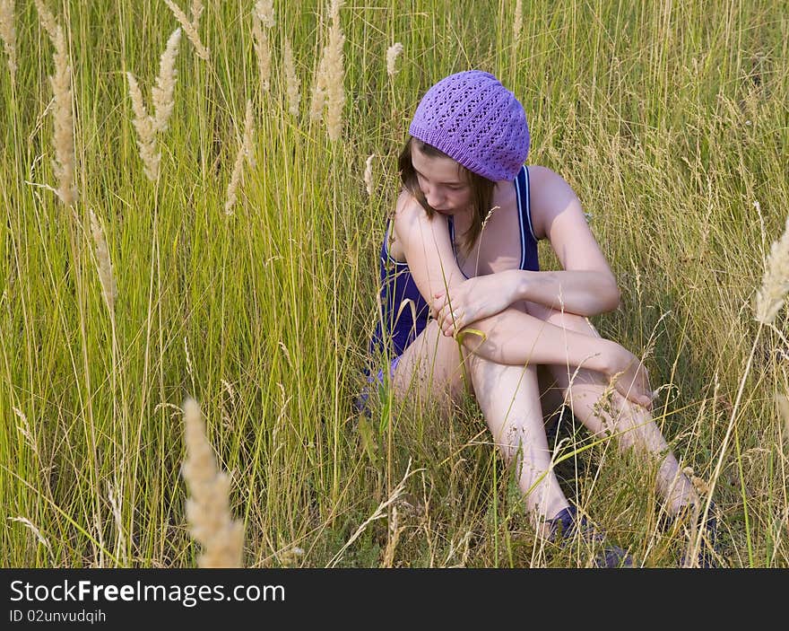 The girl in the field.