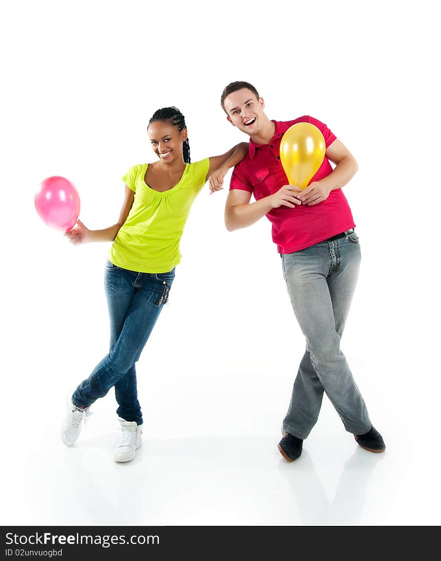 Smiling couple isolated on a white background. Smiling couple isolated on a white background