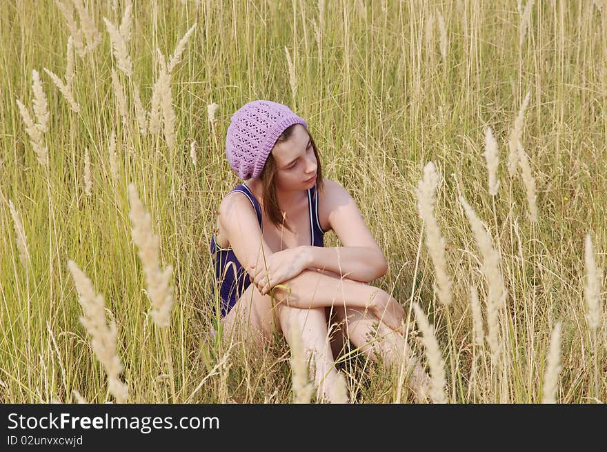 The girl in the field.