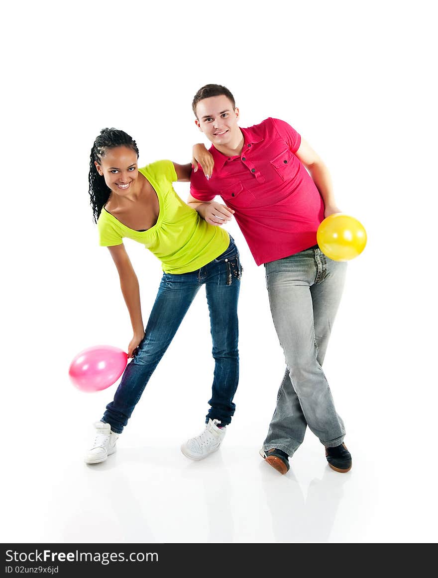 Smiling couple isolated on a white background. Smiling couple isolated on a white background