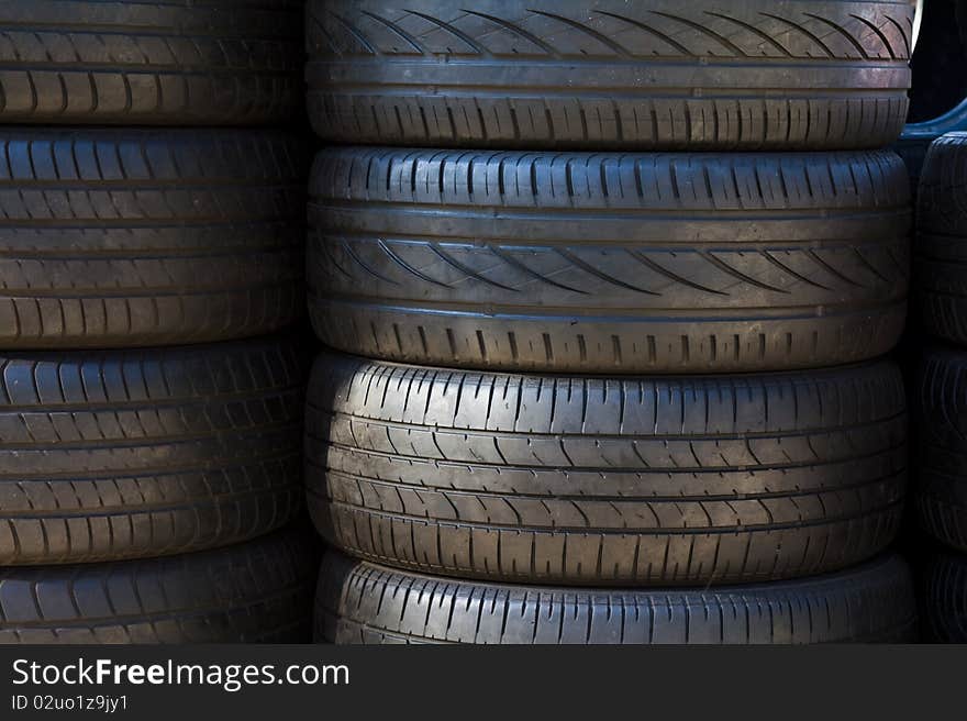 The black wheels combined together from rubber for cars