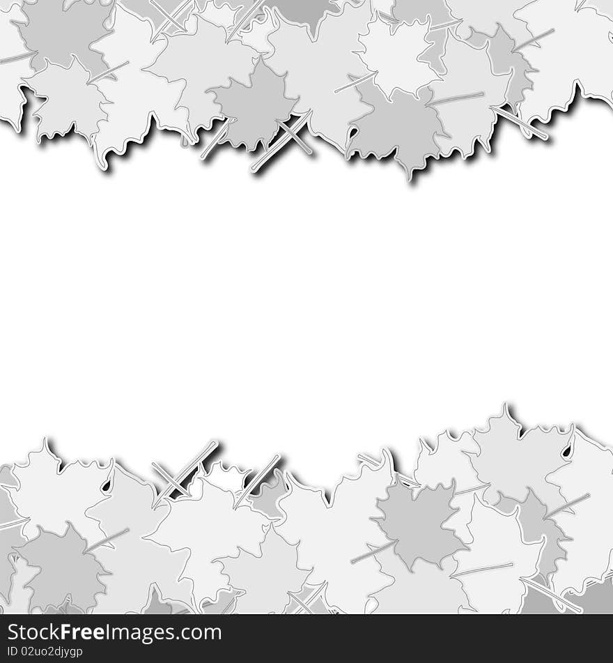 Abstract white background with leafs, clip art illustration