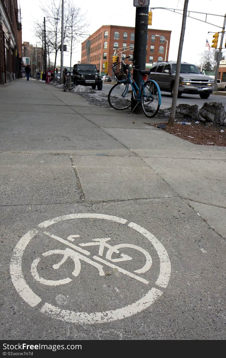 No bicycles allowed on the road sign