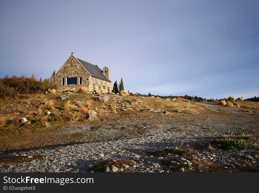 The Church of the Good Shepherd is the most famous landmark of Lake Tekapo, New Zealand. The Church of the Good Shepherd is the most famous landmark of Lake Tekapo, New Zealand