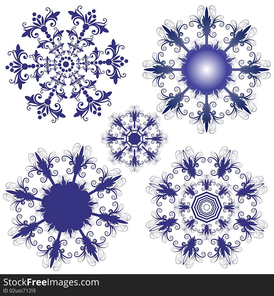 Set violet snowflakes