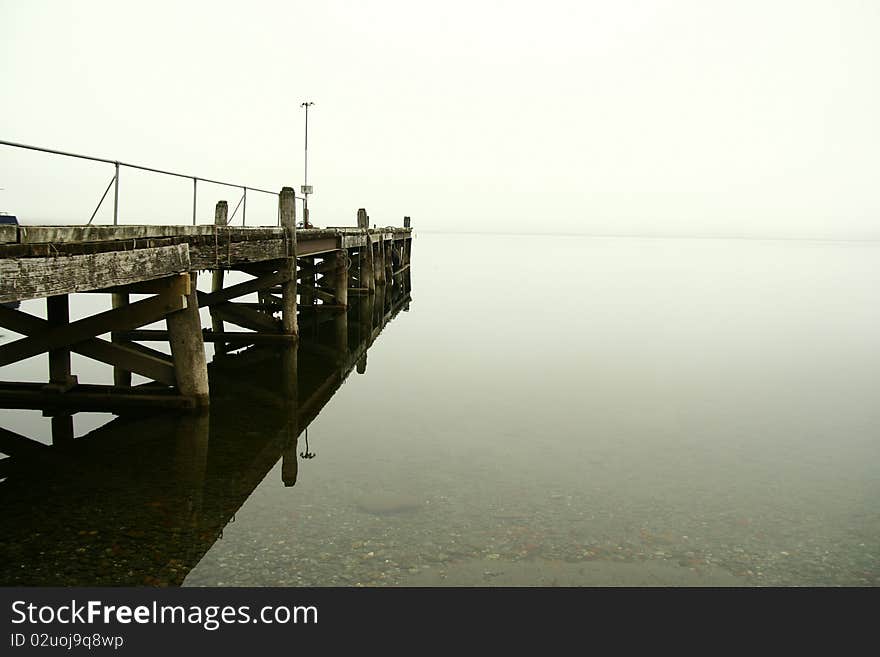 Lake Te Anau in heavy fog