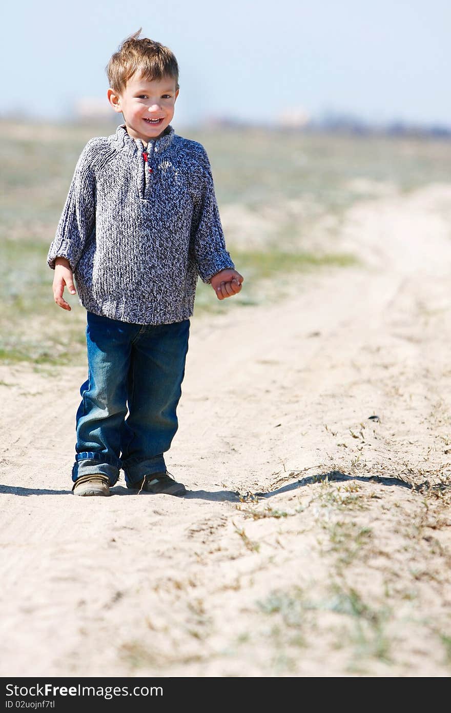 Boy on rural road