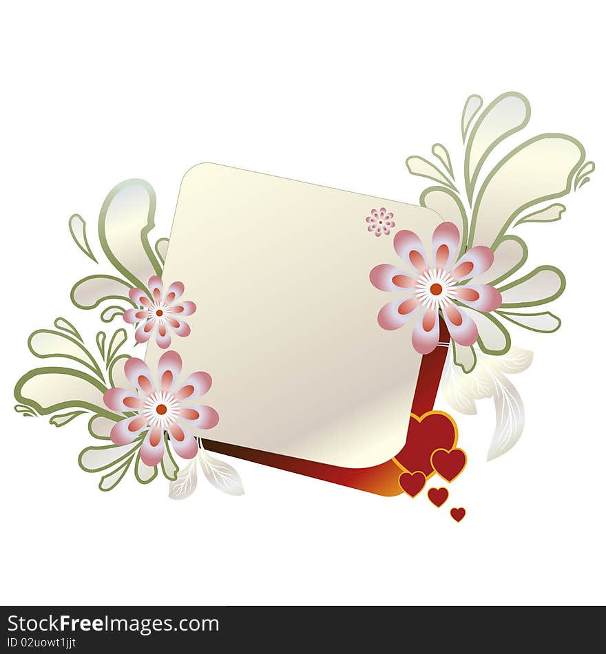 Frame with flowers isolated on white , clip art illustration. Frame with flowers isolated on white , clip art illustration