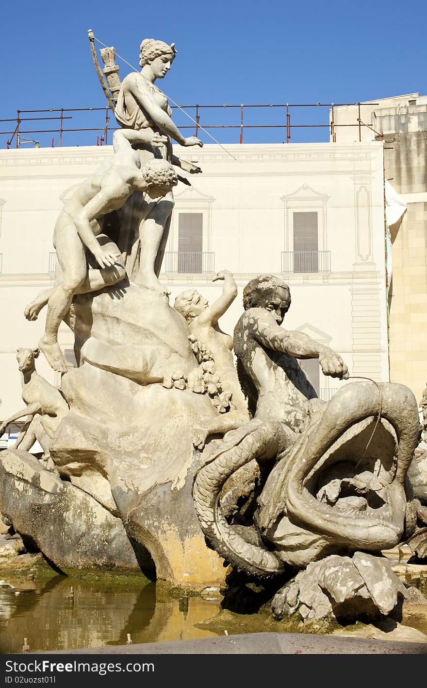 The Artemide fountain in Siracusa. The Artemide fountain in Siracusa