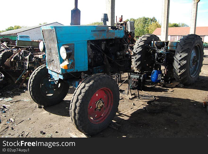 Tractor which shreded for repairs. Tractor which shreded for repairs